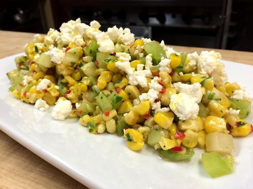 Corn Salad with Green Tomato and Feta